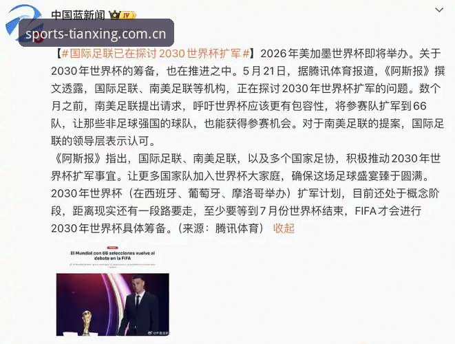天行苹果版手机版 2030世界杯扩军66队详解:对中国男足的深远影响